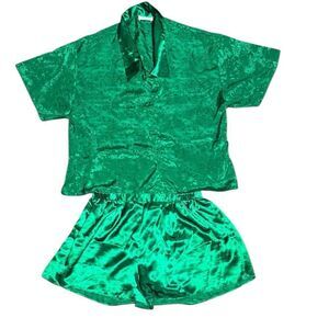 Victoria’s Secret vintage gold label green satin Asian inspired pajama set